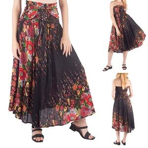 Bangkok Pants Convertible Strapless Dress Tie Waist Skirt OS